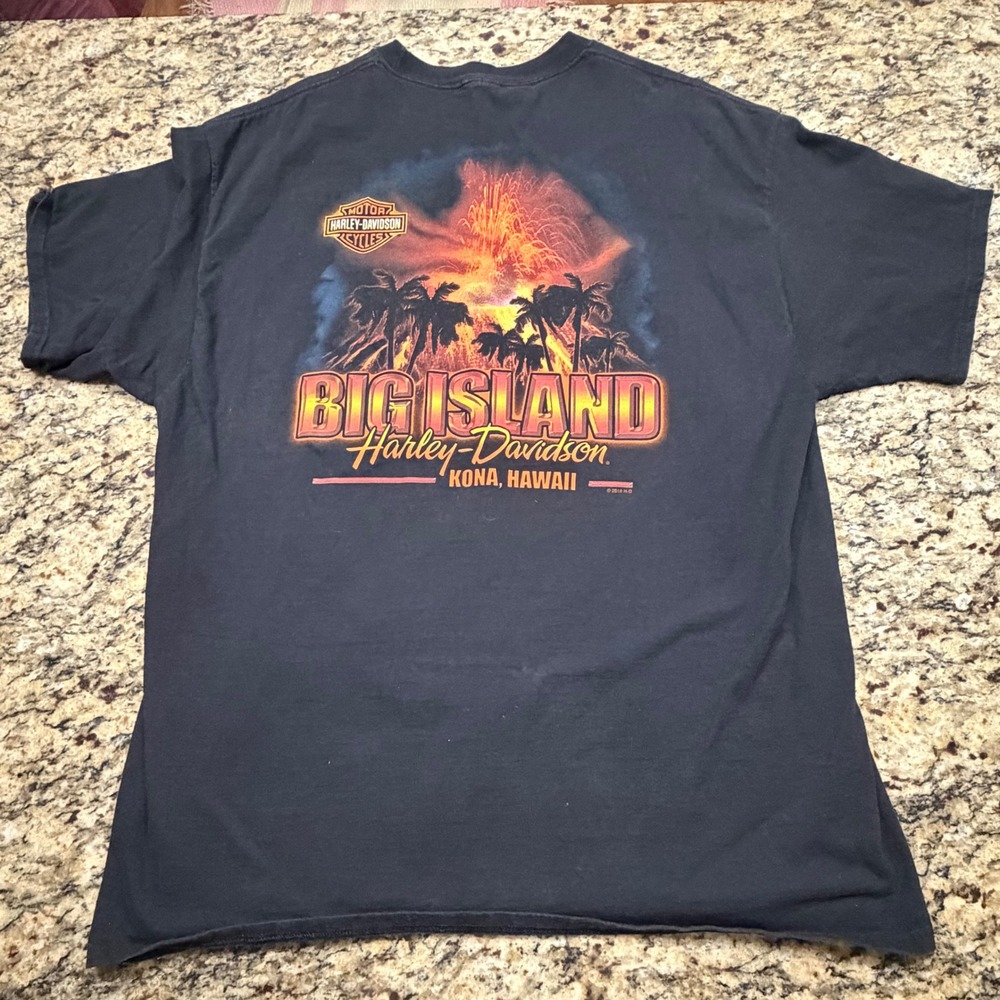 Harley Davidson Big Island Kona Hawaii Volcano T-Shirt Black Mens 2XL 2018 v